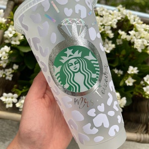 Custom tumbler Starbucks for engagement tumbler with ring  bridal gift gift for bridal shower,  gift Mother's Day gift