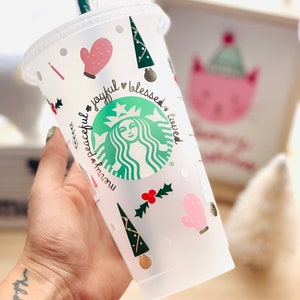 christmas starbucks cup / merry, blessed , loved christmas spirit tumbler / gift for christmas / gift for her / birthday gift / secretfriend