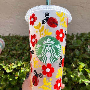 lady bugs and flowers cup / easter starbucks venti cup / spring break / spring tumbler / birthday gift / graduation