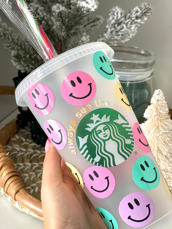 Happy Face Starbucks Reusable Venti Cup / Halloween Decor/ Always See the  Good / Birthday / Graduation Gift / Gift for Her/ Christmas 