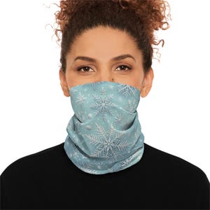 Blue Snowflakes Christmas Neck Gaiter Warmer Face Mask