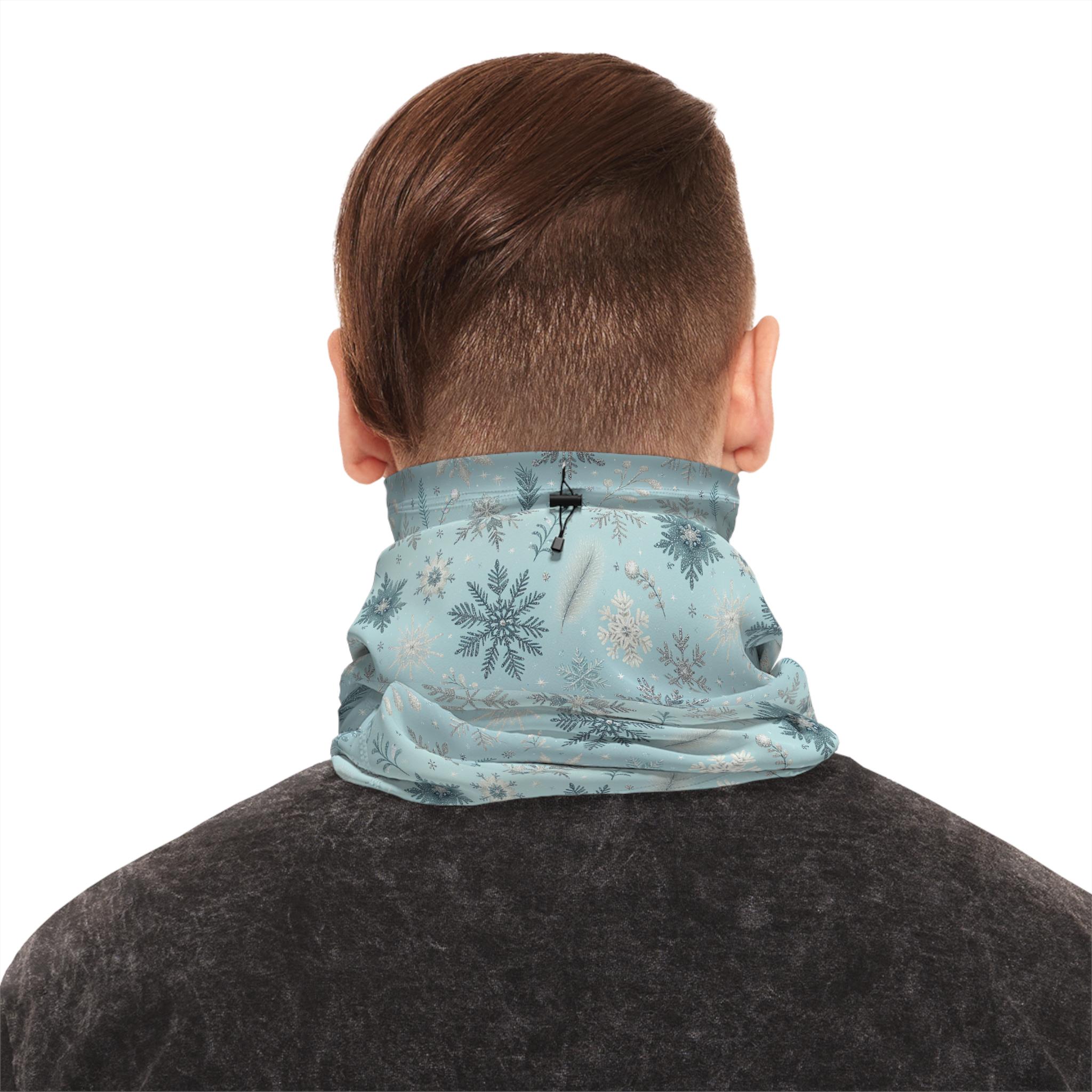 Winter Neck Gaiter, Snow Flowers and Snowflakes Print, Face Winter Neck Gaiter, Snow Flowers and Snowflakes Print, Face