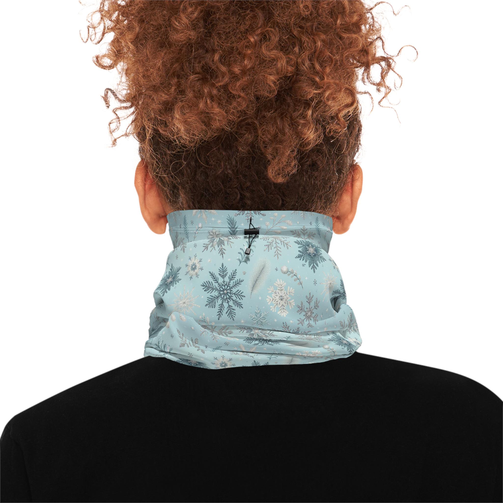 小物 Snowflake Neck Gaiter Winter Neck Gaiter, Snow Flowers and Snowflakes Print, Face