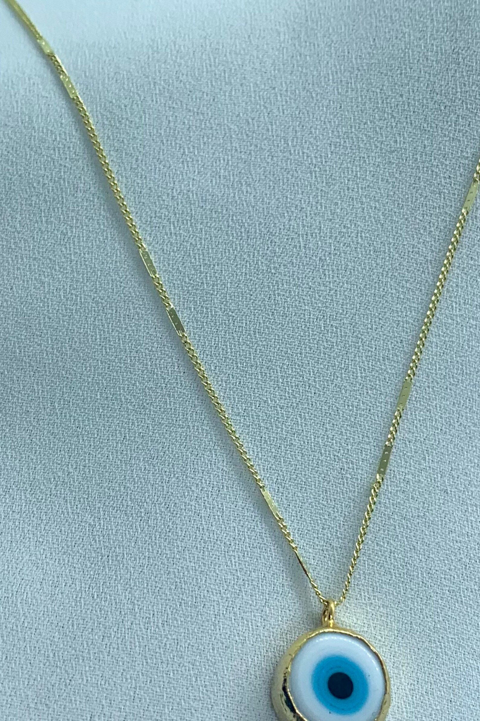 Eye Gold Necklace Greek Evil Eye Etsy