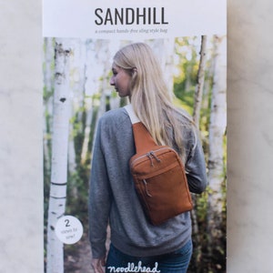 Noodlehead Sandhill bag pattern, Cross body, compact hands-free sling style bag. New uncut, unused bag pattern