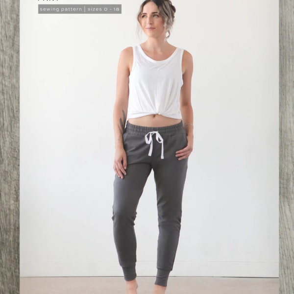 True Bias Hudson pant sewing pattern sizes 0-18, Easy Casual knit pant jogger pattern, Advanced Beginner sewist paper pattern