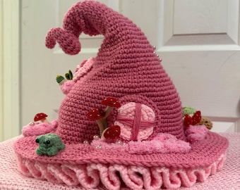 Pink Magical Crochet Witch Hat