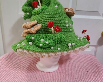 Forest Green Magic Crochet Witch Hat