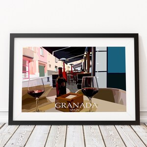 Spagnolo / Bar / Vino / Stampa d'arte / Arte della parete / Spagna / Granada / Stampa d'arte Spagna / Digitale / Design /