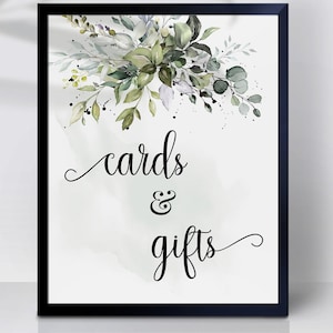 Greenery Cards & Gifts Bridal Shower sign Wedding Shower Eucalyptus Greenery Watercolor Portrait Ready to Print No Editable SGW-04 110