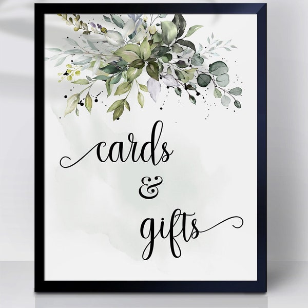 Greenery Cards & Gifts Bridal Shower sign Wedding Shower Eucalyptus Greenery Watercolor Portrait Ready to Print No Editable SGW-04 110