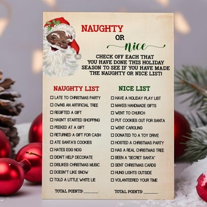 Weihnachten Frech oder Nettes Spiel Frech oder Nette Weihnachtsliste Family Office Weihnachtsspiel AA Santa Druckbereit Kein bearbeitbares Spiel 07-GP9371
