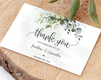 Eucalyptus Greenery Thank You Card Bridal Shower Wedding Greenery Eucalyptus Folded and Flat Card You Edit with Corjl TYW16 110