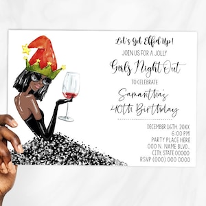 Mädchen Abend Einladung Weihnachten Urlaub xmas party bash Geburtstag einladen Afroamerikaner Sie bearbeiten mit Corjl P092-102
