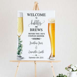 Letrero de bienvenida para despedida de soltera de Eucalyptus Bubbles & Brews (16 x 20, editado con Corjl) SGW-14-113