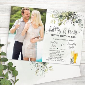 Faire-part photo pour une douche en couple avec des bulles et des infusions de verdure avant de faire (modifier avec Corjl) W31-110