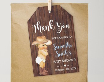 Cowboy Bag Tag Personalized Watercolor farm Cowboy Bag Tag