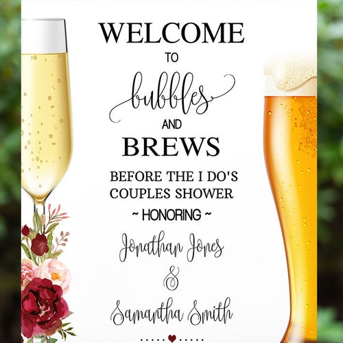 Bubbles and Brews Before the I Do's Invitation Couples Etsy