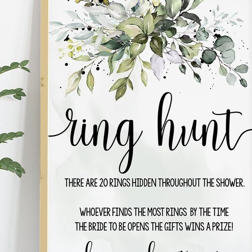 Ring Hunt Bridal Shower Game Find the Rings Greenery Gold Etsy