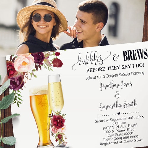 Bubbles and Brews Before the I Do's Invitation Couples Etsy