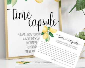 Time Capsule bridal shower advice for couple activity lemon citrus lemons theme wedding shower Ready to Print No Editable game 34-GW114