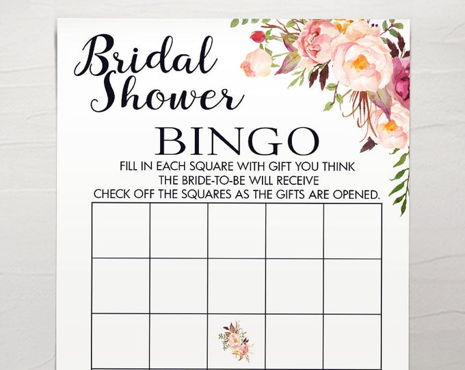 Bridal Bingo Game Bridal Shower Activity Game Pink Wedding Etsy