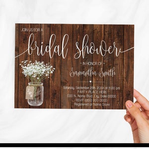 Rustic Bridal shower invitation country western chic wedding shower industrial chic invite self editable with Corjl W20-101