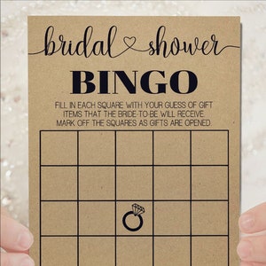 Gioco del bingo nuziale, gioco di attività per la festa nuziale, rustico, country chic, sfondo bianco e kraft, pronto per la stampa, non modificabile 1-GW102