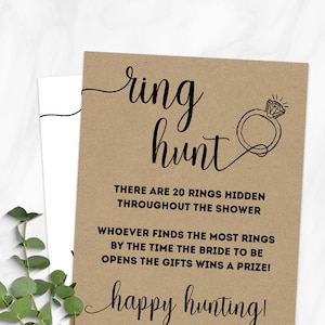 Ring hunt bridal shower editable game find the rings game white back or change to rustic background and edit yourself with Corjl 29-GW102