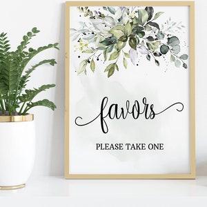 Greenery Eucalyptus Party Favors Sign, Bridal Shower, Baby Shower, Wedding (Printable) SGW-03 110