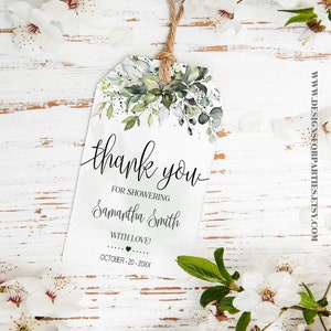 Eucalyptus Greneery Bridal Shower Wedding Thank You Favor Tag (Edit with Corjl) TGW16-110