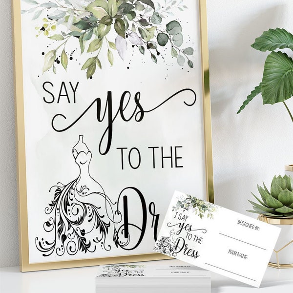 Say yes to the dress game bridal shower greenery eucalyptus design a toilet paper dress wedding shower Ready to Print No Editable 48-GW110