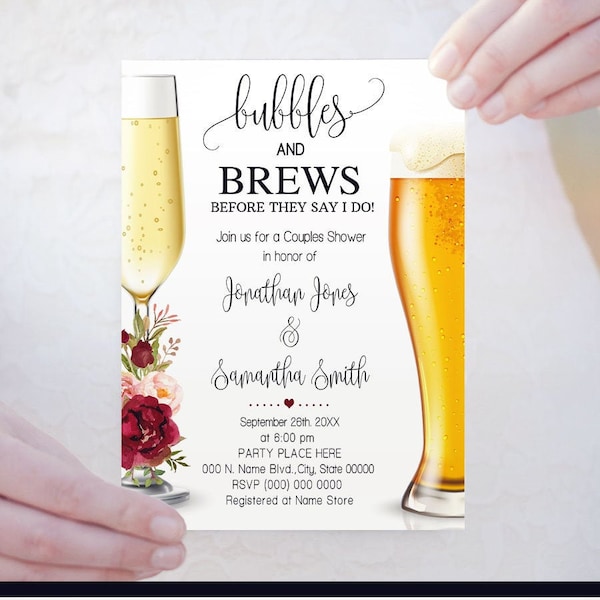 Bubbles and Brews Before I Dos Invitation Etsy