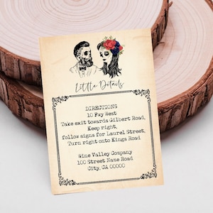 Bis dass der Tod uns teilt Totenköpfe Rot Marine Blau Rosen Skelette Hochzeit Brautpaare Dusche 5x3.5 Einlegekarte Du bearbeitest mit Corjl INW52510-475