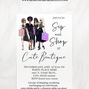 Minimalist Sip and Shop Boutique Opening Invitation, Shop & Drinks (Edit with Corjl) P216-102