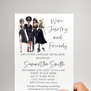 Jewelry Trunk Show Invitation, Wine Shop, Stylish Minimalist (Edit with Corjl) P215-102