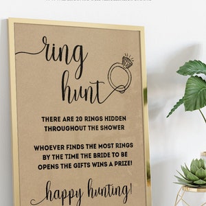 Ring hunt bridal shower game find the rings game rustic country chic white & kraft background Ready to Print No Editable 29-GW102