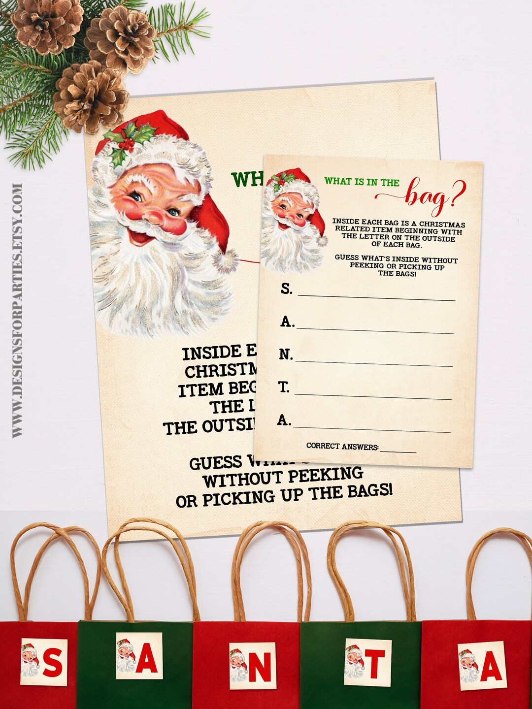 Christmas What is in the Bag Game Guess What is in the Bag Game Santa