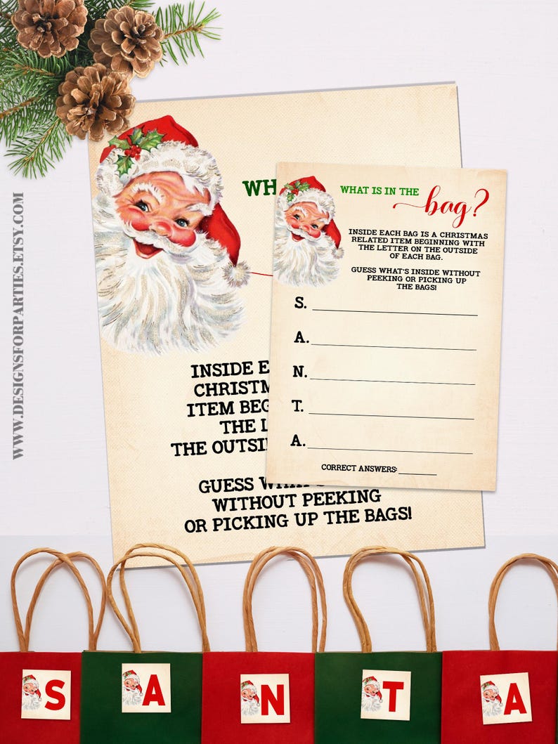 Christmas What is in the Bag Game Guess What is in the Bag Game Santa
