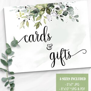 Greenery Cards &amp; Gifts Sign Bridal Shower Sign Wedding Shower ...