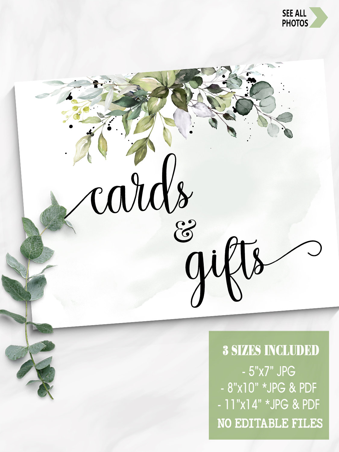 Greenery Cards &amp; Gifts Sign Bridal Shower Sign Wedding Shower | Etsy