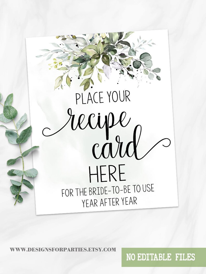Recipe Card for the Bride Bring a Recipe Bridal Shower Etsy