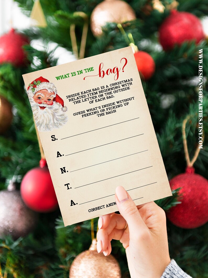 Christmas What is in the Bag Game Guess What is in the Bag Game Santa