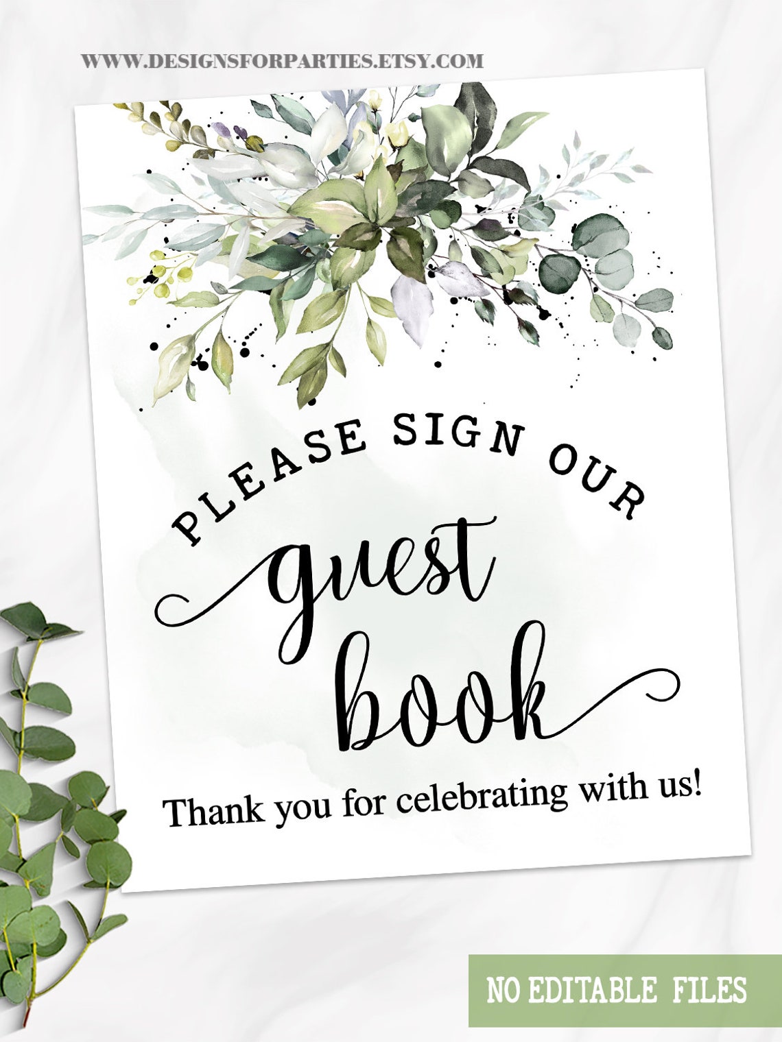 Greenery Please Sign Our Guest Book Sign Bridal Shower Sign | Etsy