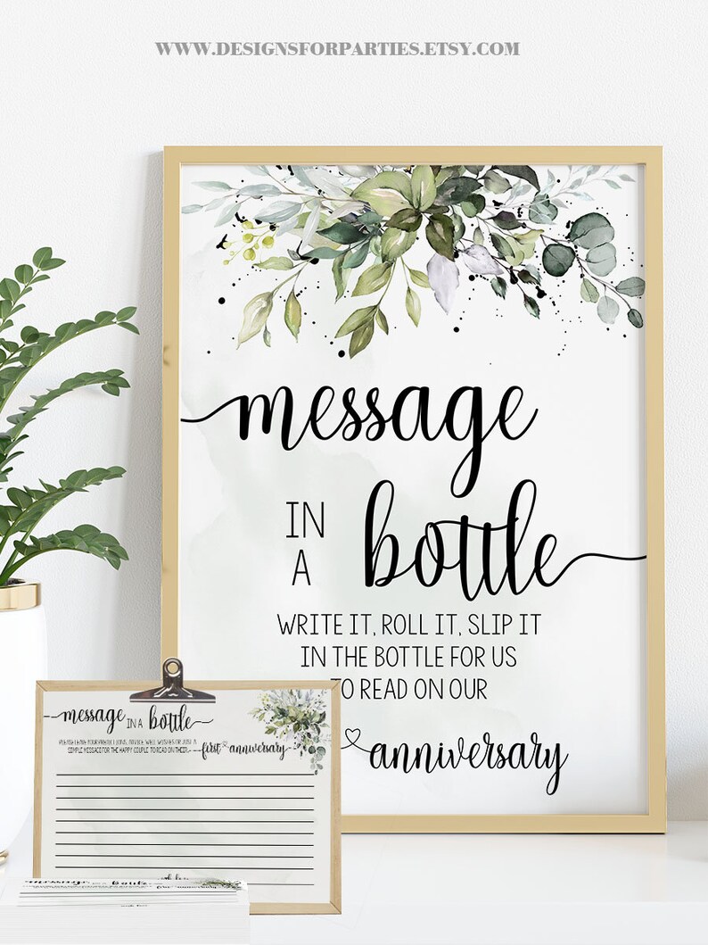 Eucalyptus Greenery Message in a Bottle Bridal Shower Game (ready to ...
