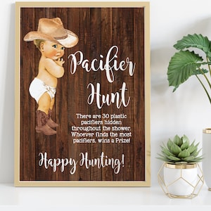 Cowboy Pacifier Hunt Baby Shower Game Find The Pacifiers Boy Rustic Country Western Chic Shower Activity Ready to Print No Editable 27-GB056