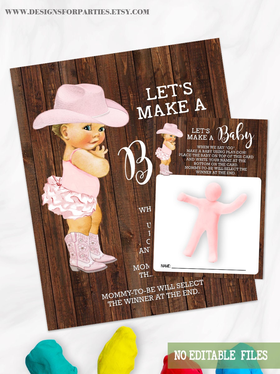 Cowgirl Lets Create a Baby Game Make a Baby With Clay Dough - Etsy