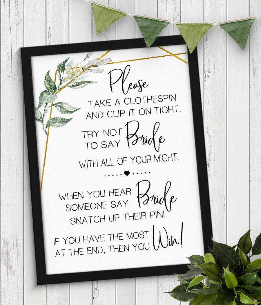 Clothespin Game Bridal Shower Don't Say Bride or Wedding - Etsy