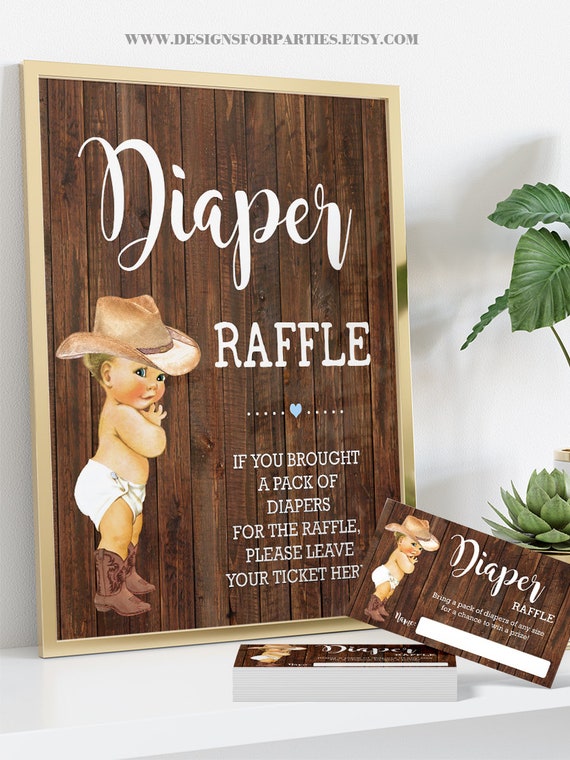 Rifa De Pañales Tarjetas Y Letrero. Printable Diaper Raffle 