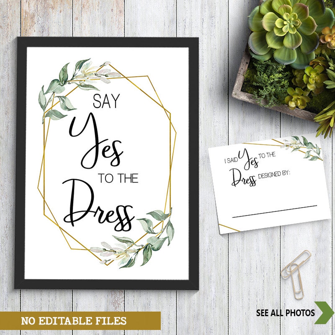 Say Yes to the Dress Game Bridal Shower Greenery Gold - Etsy